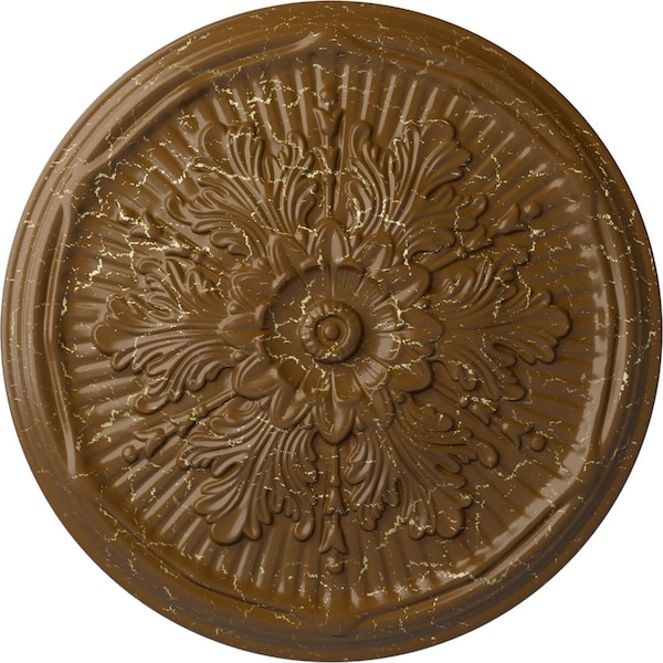 Ekena Millwork Luton Ceiling Medallion (Fits Canopies up to 3 1/2"), Hand-Painted Smokey Topaz Crackle, 21"OD x 2"P CM21LUSTC - main